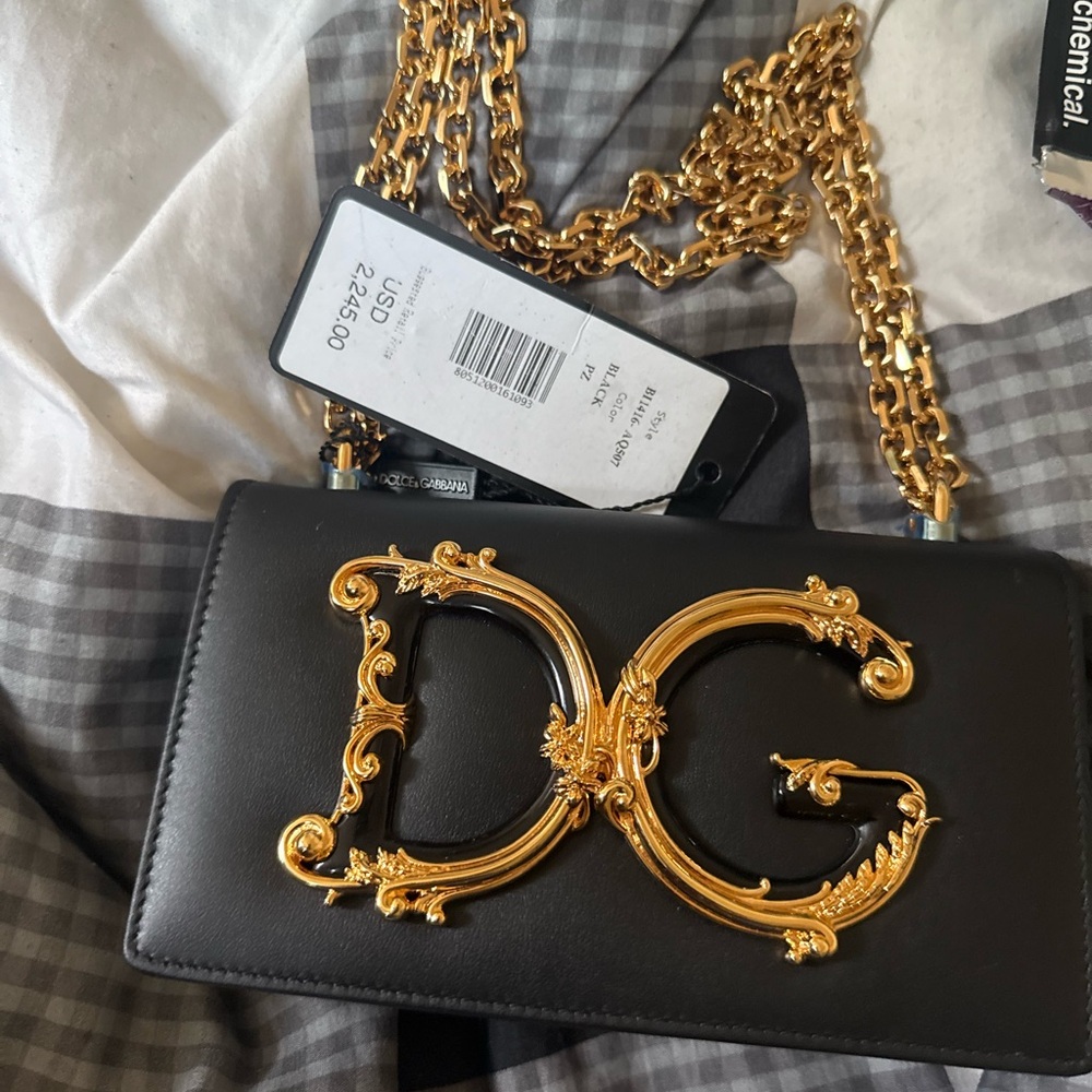 Dolce & Gabbana Black Crossbody with Gold Chain